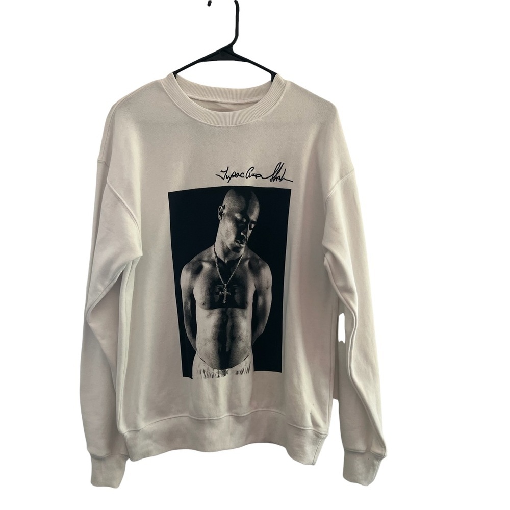 2Pac Graphic White Sweatshirt Size S